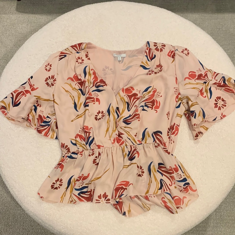 Joie Pink Short Sleeve Blouse Size Medium
